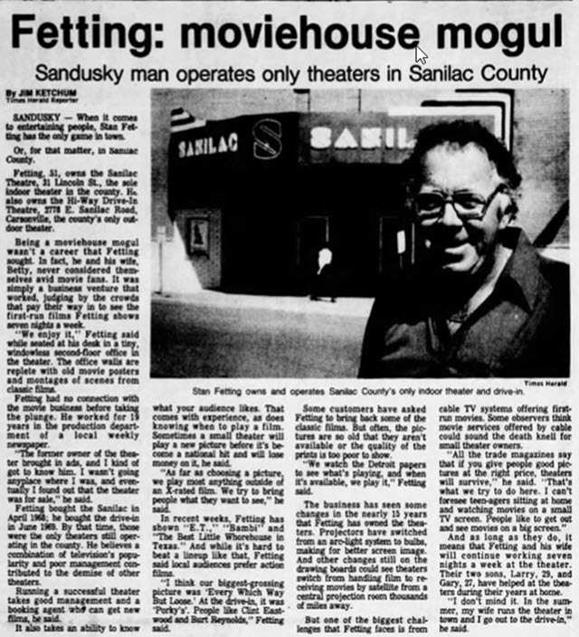 Sanilac Theatre - Sept 2 1982 Article
